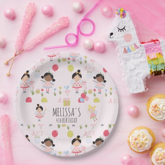 かわいい誕生日フェアリーパーソナライズされたパーティー ペーパープレート (パーティー)