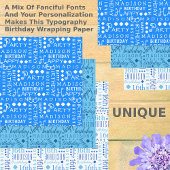 かわいい誕生日ブルー任意の年齢を追加子供名 ラッピングペーパーシート