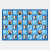 かわいい誕生日ブルー3 Photo Any Age Add Name ラッピングペーパーシート (正面)