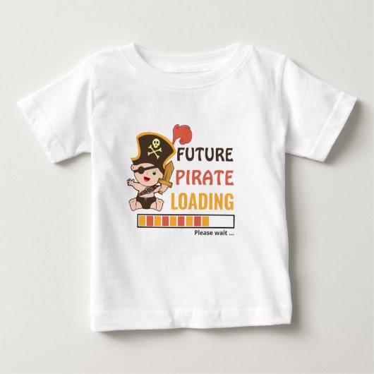 かわいい誕生日プレゼント男の子を読み込む未来の海賊 ベビーTシャツ (正面)