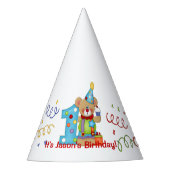 かわいい誕生日ベアー年齢1 パーティーハット (正面)