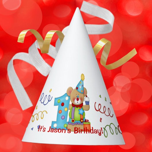 かわいい誕生日ベアー年齢1 パーティーハット