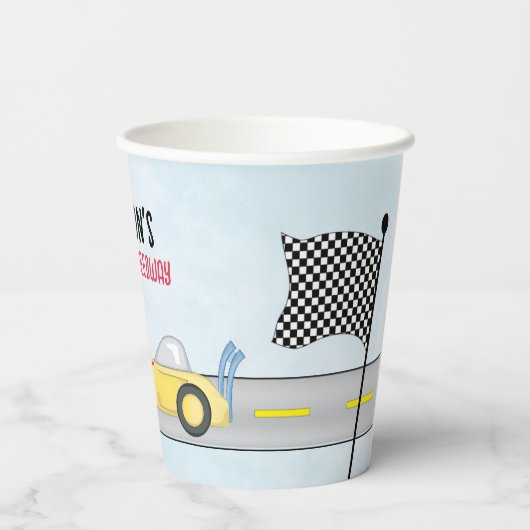 かわいい誕生日ボーイカスタムレースカー 紙コップ (裏面)