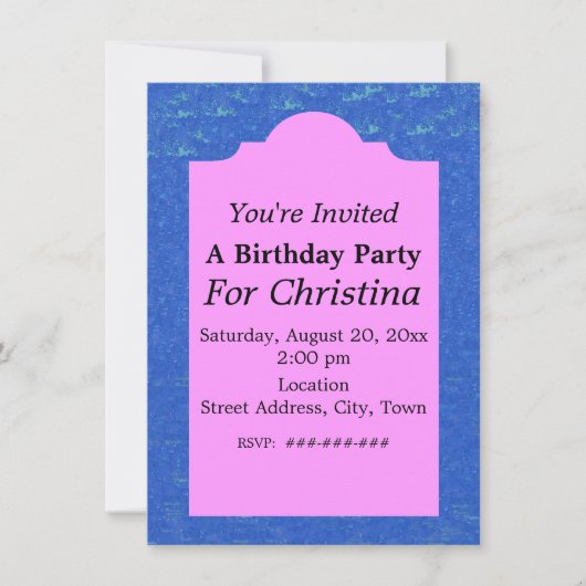 かわいい誕生日マーメイドシーホーススターフィッシュピンク 招待状 (正面)