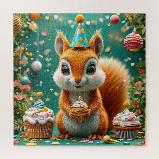 かわいい誕生日リス ジグソーパズル (縦)