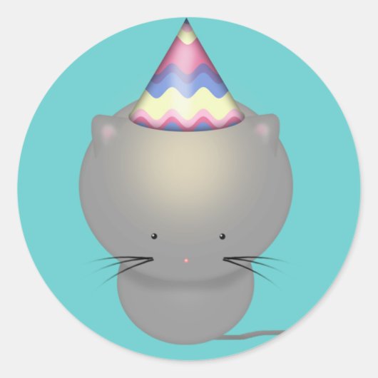 かわいい誕生日子猫ステッカー ラウンドシール (正面)