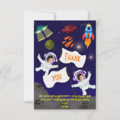 かわいい誕生日宇宙宇宙飛行士 サンキューカード (正面)