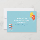 かわいい誕生日恐竜トリケラトプスカスタムレッド サンキューカード (裏面)