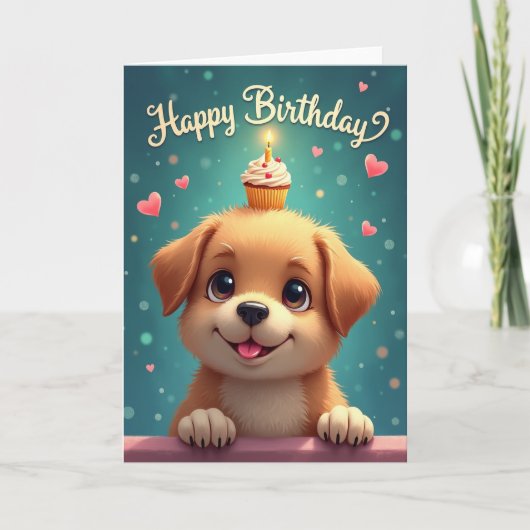 かわいい誕生日犬カード カード (正面)