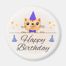 かわいい誕生日猫の写真マグネット
