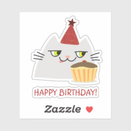 かわいい誕生日猫ステッカー パーティーケーキ シール