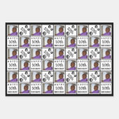 かわいい誕生日白黒3 Photo Any Age Add Name ラッピングペーパーシート (正面3)