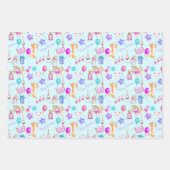 かわいい誕生日祝猫たち ラッピングペーパーシート (正面)