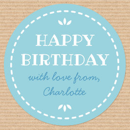 かわいい誕生日青カスタムネーム ラウンドシール