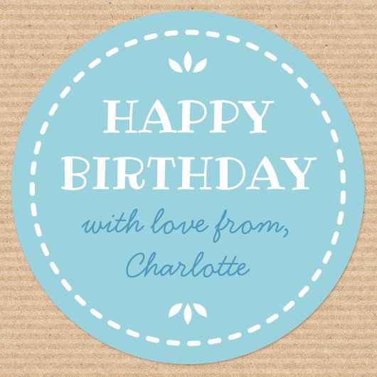 かわいい誕生日青カスタム名前 ラウンドシール