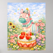 かわいい誕生日馬のポスター – 夢のような水彩画 ポスター (正面)