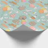 かわいい誕生日/イースターパターンラッピング紙 ラッピングペーパー (角)