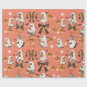 かわいい読のハロウィン幽霊がこうもり ラッピングペーパー (フラット)