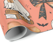 かわいい読のハロウィン幽霊がこうもり ラッピングペーパー (ロールコーナー)
