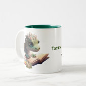 かわいい読アリゲーターのパーソナライズされた本 ツートーンマグカップ (正面左)