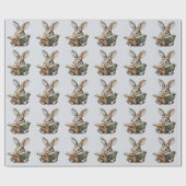 かわいい読ウサギの本レトロな子供 ラッピングペーパー (フラット)