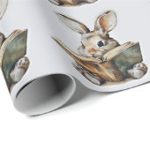 かわいい読ウサギの本レトロな子供 ラッピングペーパー (ロールコーナー)