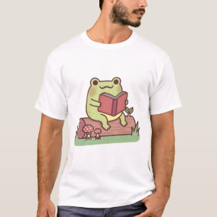 かわいい読カエルA本のアウトドア Tシャツ