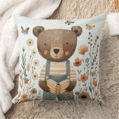 かわいい読クマの本の枕、動物をテーマにした クッション (ブランケット)
