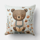 かわいい読クマの本の枕、動物をテーマにした クッション (正面)