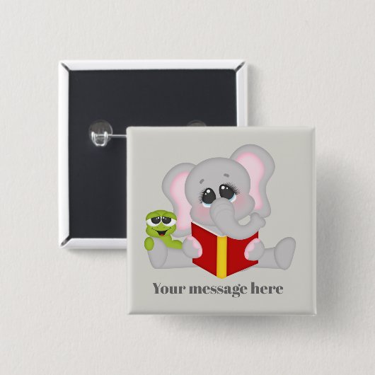 かわいい読ゾウの追加メッセージボタン 缶バッジ (正面&裏面)