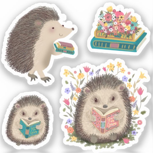 かわいい読ハリネズミの本 シール (正面)