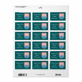 かわいい読ピンクのフクロウのキッズブックラベル ラベル (フルシート)