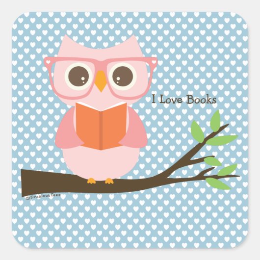 かわいい読フクロウ スクエアシール (正面)