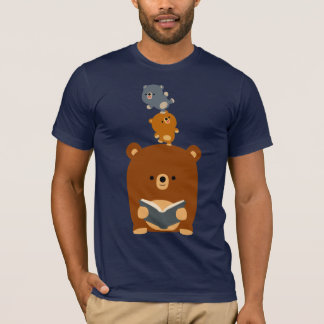 かわいい読マンガのクマとカブのTシャツ Tシャツ