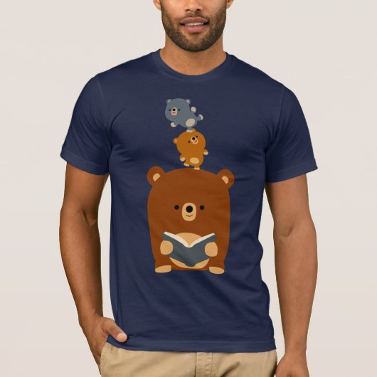 かわいい読マンガのクマとカブのTシャツ Tシャツ (正面)