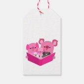 かわいい読マンガ豚ファミリーギフトラベル ギフトタグ (裏面)