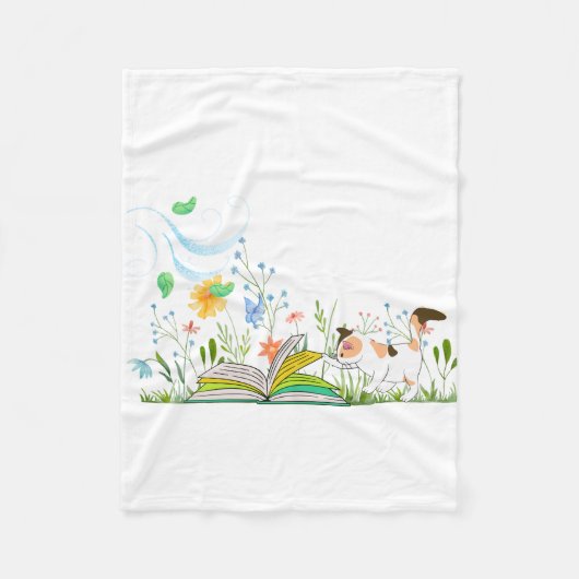 かわいい読子猫の本 フリースブランケット (正面)