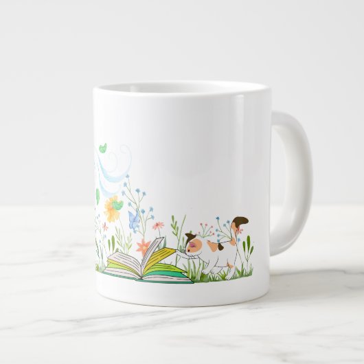 かわいい読子猫は本だ。 ジャンボコーヒーマグカップ (正面右)
