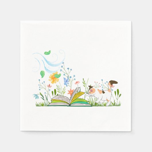 かわいい読子猫は本だ。 スタンダードカクテルナプキン (正面)
