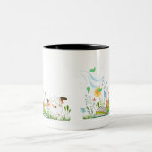 かわいい読子猫は本だ。 ツートーンマグカップ (中央)