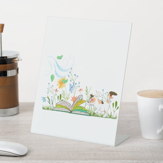 かわいい読子猫は本だ。 台座サイン (インサイチュ)