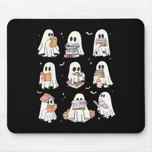 かわいい読幽霊の本好きハロウィーンおもしろいGho マウスパッド (正面)