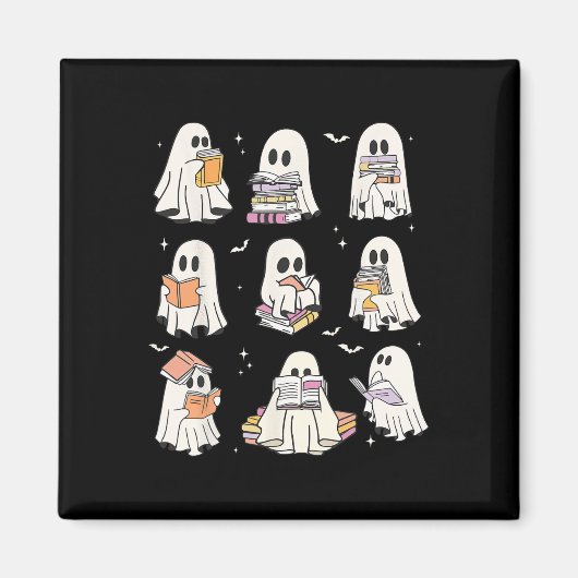 かわいい読幽霊の本好きハロウィーンおもしろいGho マグネット (正面)