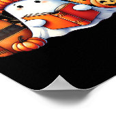 かわいい読幽霊の本好きハロウィーン幽霊Cof ポスター (角)