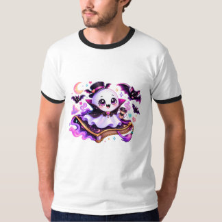 かわいい読書ゴーストハロウィン Tシャツ