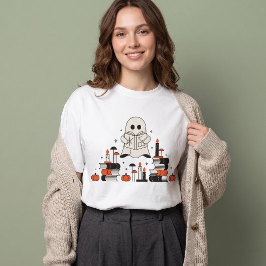 かわいい読書ゴースト ハロウィン Tシャツ