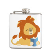 かわいい読書漫画ライオン ヒップ フラスコ フラスク (正面)