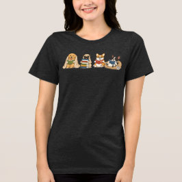 かわいい読書犬教師Tシャツ | バックトゥスクール トライブレンドＴシャツ