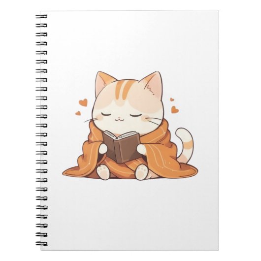 かわいい読書猫のデザイン ノートブック (正面)