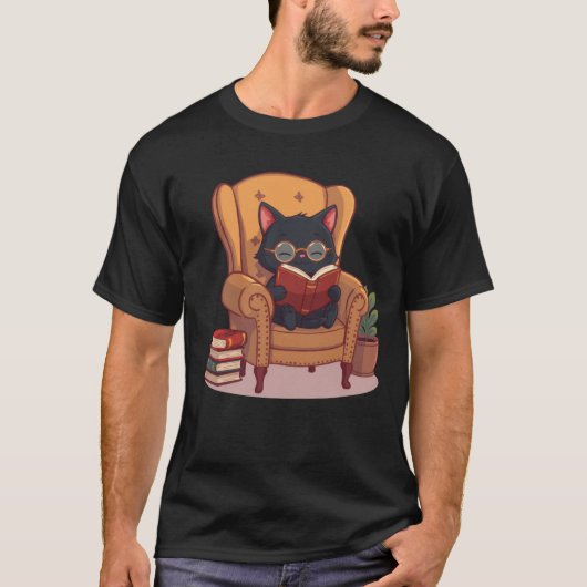 かわいい読書猫Tシャツ Tシャツ (正面)